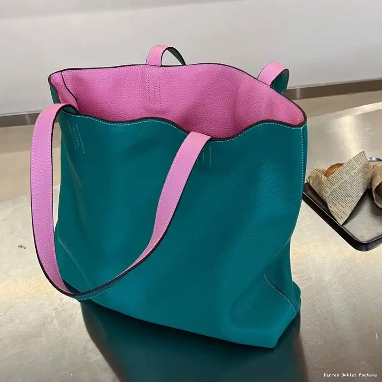In Leather Sens Hermes Teal Clemence Double Pink Bag 0416